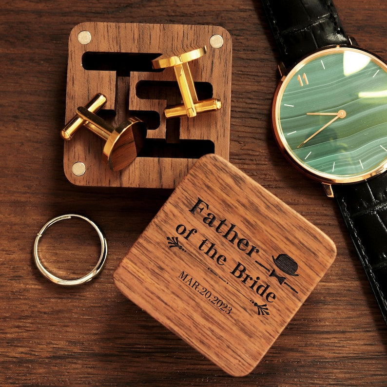 Custom cufflinks Engraved Box Optional, Personalized Wedding Day Cuff links for Groom grooms men Gift, Anniversary Gift for Husband