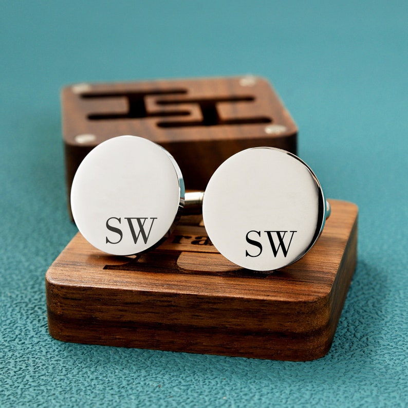 Custom Groomsmen Cufflinks Gift with Engraved Wooden Box, Personalized Wedding Day Cufflinks for Groomsmen, Best Man & Groom, Elegant Gift for Husband