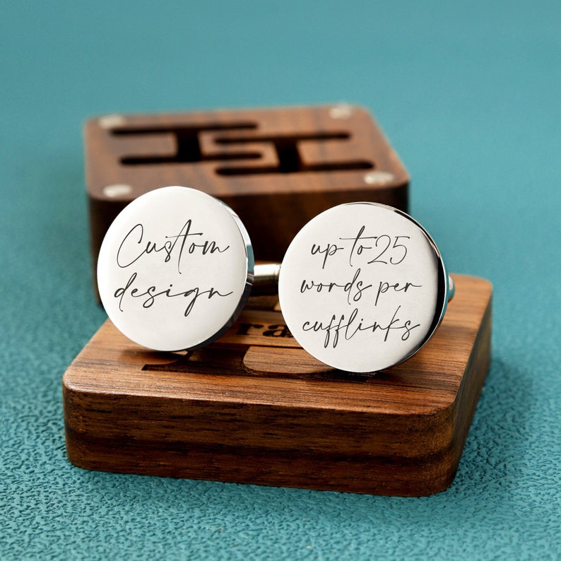 Personalized Custom Cufflinks，Custom any content you want, Up to 25 words per cuff links, Wedding Cuff links, Birthday anniversary gifts