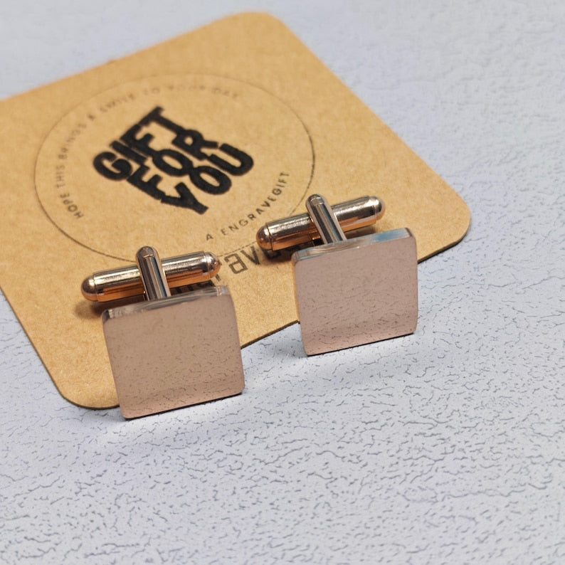 Personalised Square Metal Cufflinks – Custom Engraved Wedding & Formal Gift