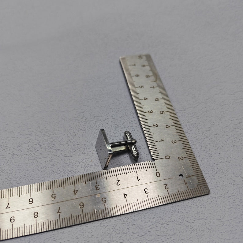 Personalised Square Metal Cufflinks – Custom Engraved Wedding & Formal Gift