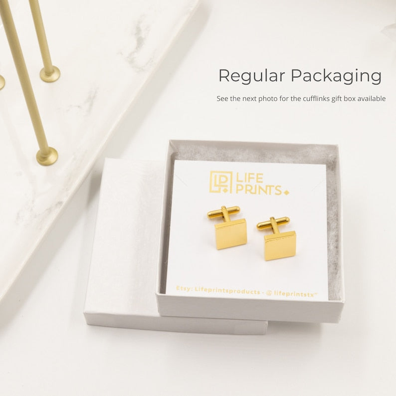 Custom Initial Cufflinks for groom, father of the bride, best man, customized wedding cufflinks, gold square cufflinks, Groomsman Cufflinks